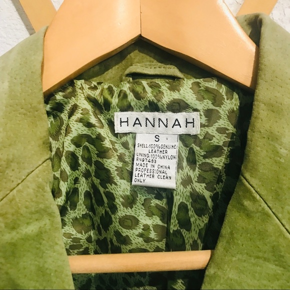 ⭐️🌟Hannah Green Leather Peplum Jacket Sz S - Picture 3 of 11